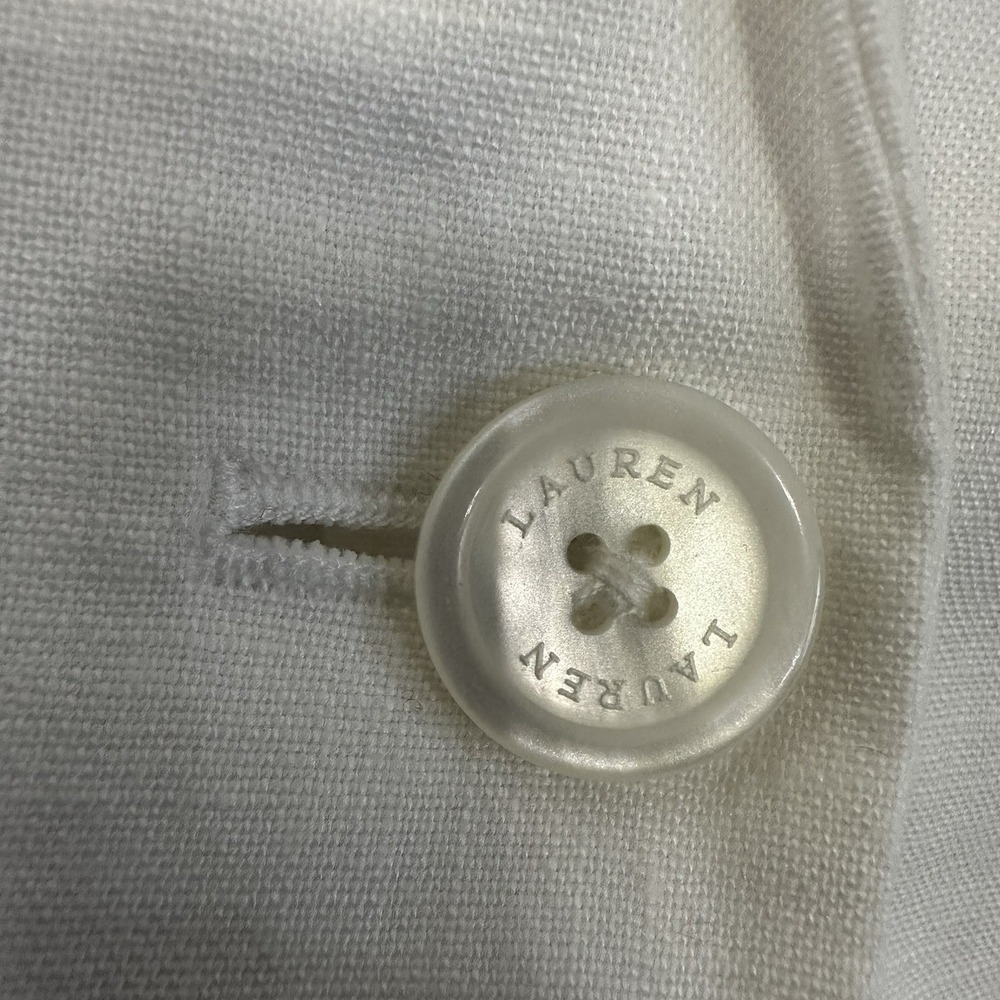 Lauren Ralph Lauren White Linen Blazer Career Minimalist Women's Size 14 - READ - Picture 4 of 16